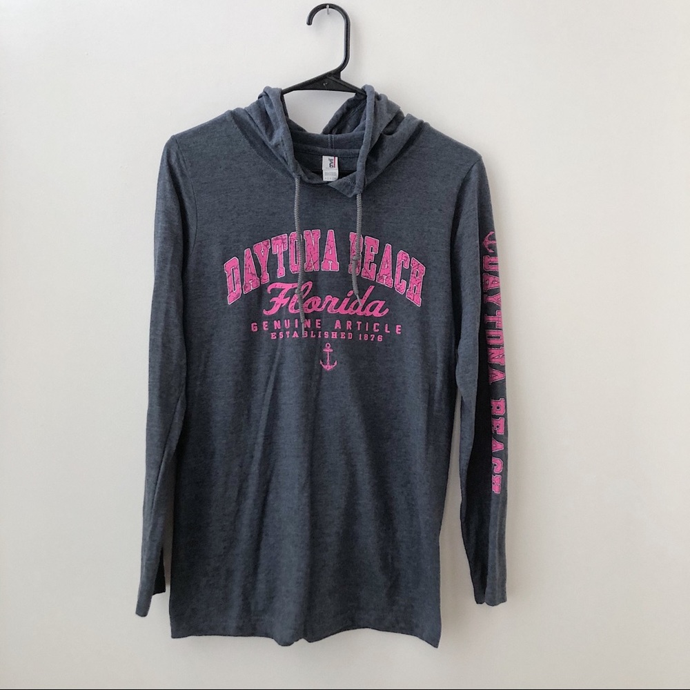Daytona Beach Florida Gray & Pink Lightweight Hoodie